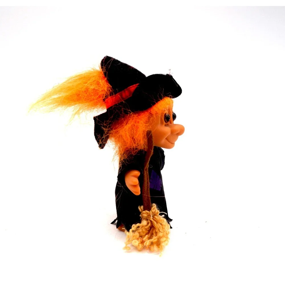 Vintage Russ Troll Doll Wicked Witch Broom Hat 90s Good Luck‎ Halloween 1990s